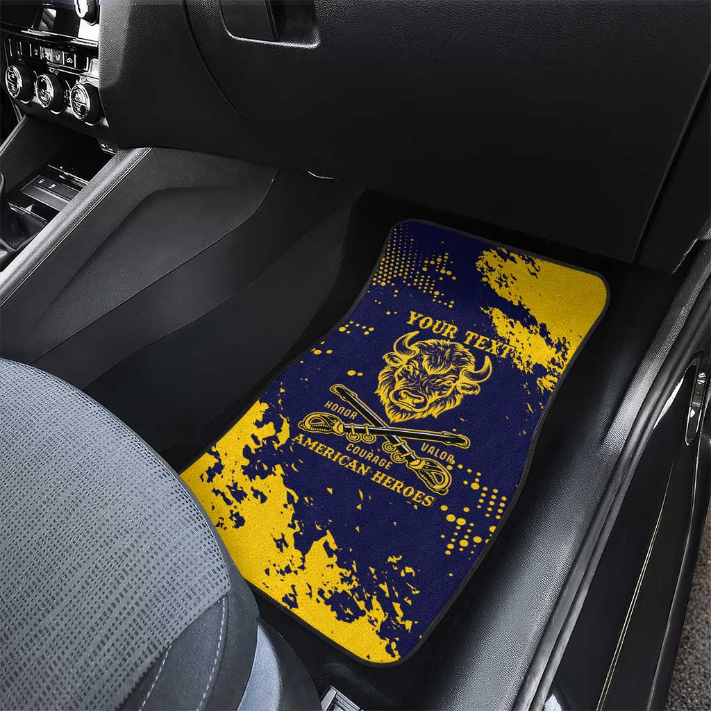Personalized African-American Heroes Car Mats Bison Buffalo Soldiers - Blue Grunge Style - African Pride