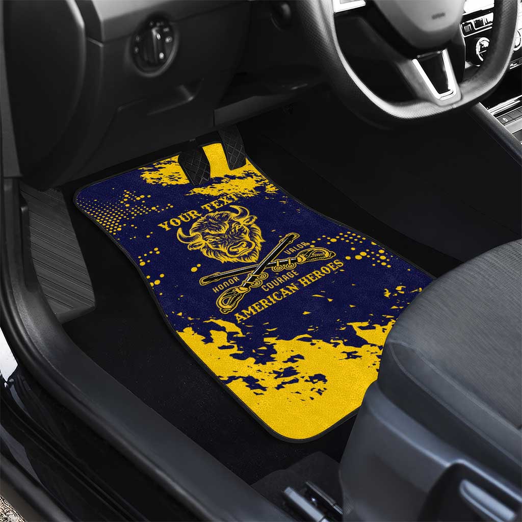 Personalized African-American Heroes Car Mats Bison Buffalo Soldiers - Blue Grunge Style - African Pride