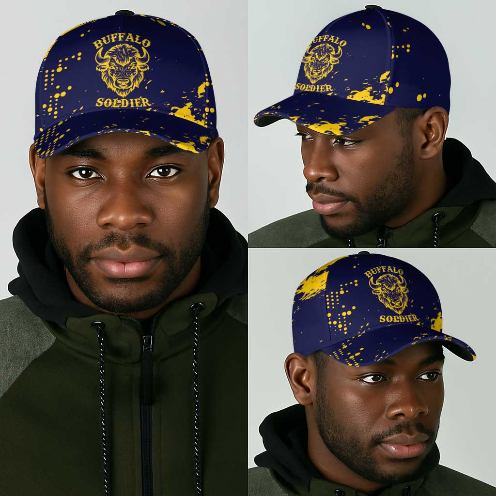 Personalized African-American Heroes Classic Cap Bison Buffalo Soldiers - Blue Grunge Style - African Pride