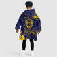 Personalized African-American Heroes Kid Wearable Blanket Hoodie Bison Buffalo Soldiers - Blue Grunge Style - African Pride