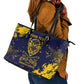 Personalized African-American Heroes Leather Tote Bag Bison Buffalo Soldiers - Blue Grunge Style - African Pride
