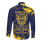 Personalized African-American Heroes Long Sleeve Button Shirt Bison Buffalo Soldiers - Blue Grunge Style - African Pride