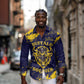 Personalized African-American Heroes Long Sleeve Button Shirt Bison Buffalo Soldiers - Blue Grunge Style - African Pride