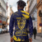 Personalized African-American Heroes Long Sleeve Button Shirt Bison Buffalo Soldiers - Blue Grunge Style - African Pride