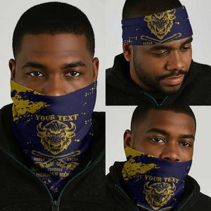Personalized African-American Heroes Neck Gaiter Bison Buffalo Soldiers - Blue Grunge Style LT15