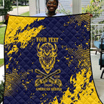 Personalized African-American Heroes Quilt Bison Buffalo Soldiers - Blue Grunge Style - African Pride