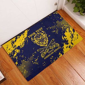 Personalized African-American Heroes Rubber Doormat Bison Buffalo Soldiers - Blue Grunge Style - African Pride