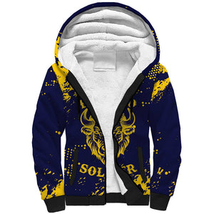Personalized African-American Heroes Sherpa Hoodie Bison Buffalo Soldiers - Blue Grunge Style - African Pride