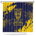 Personalized African-American Heroes Shower Curtain Bison Buffalo Soldiers - Blue Grunge Style - African Pride