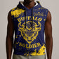 Personalized African-American Heroes Sleeveless Hoodie Bison Buffalo Soldiers - Blue Grunge Style - African Pride