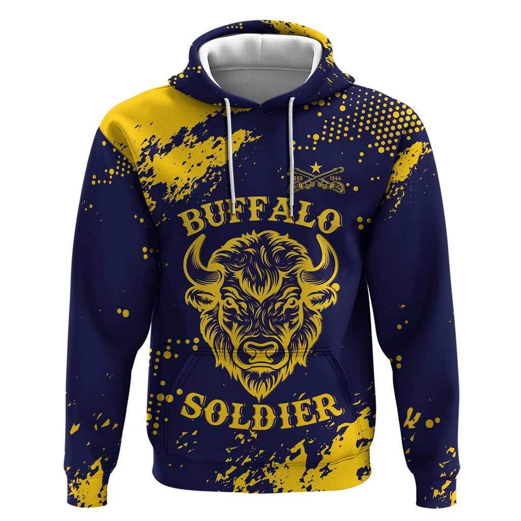 Personalized African-American Heroes Zip Hoodie Bison Buffalo Soldiers - Blue Grunge Style - African Pride