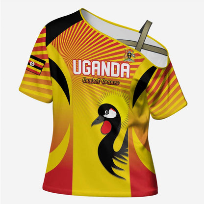Custom Uganda Cricket Cross Shoulder Shirt Go Cricket Cranes Go