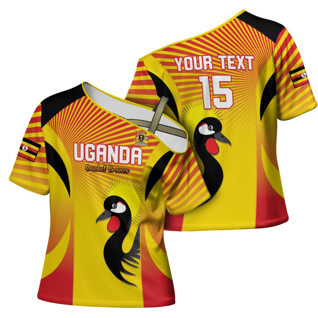 Custom Uganda Cricket Cross Shoulder Shirt Go Cricket Cranes Go