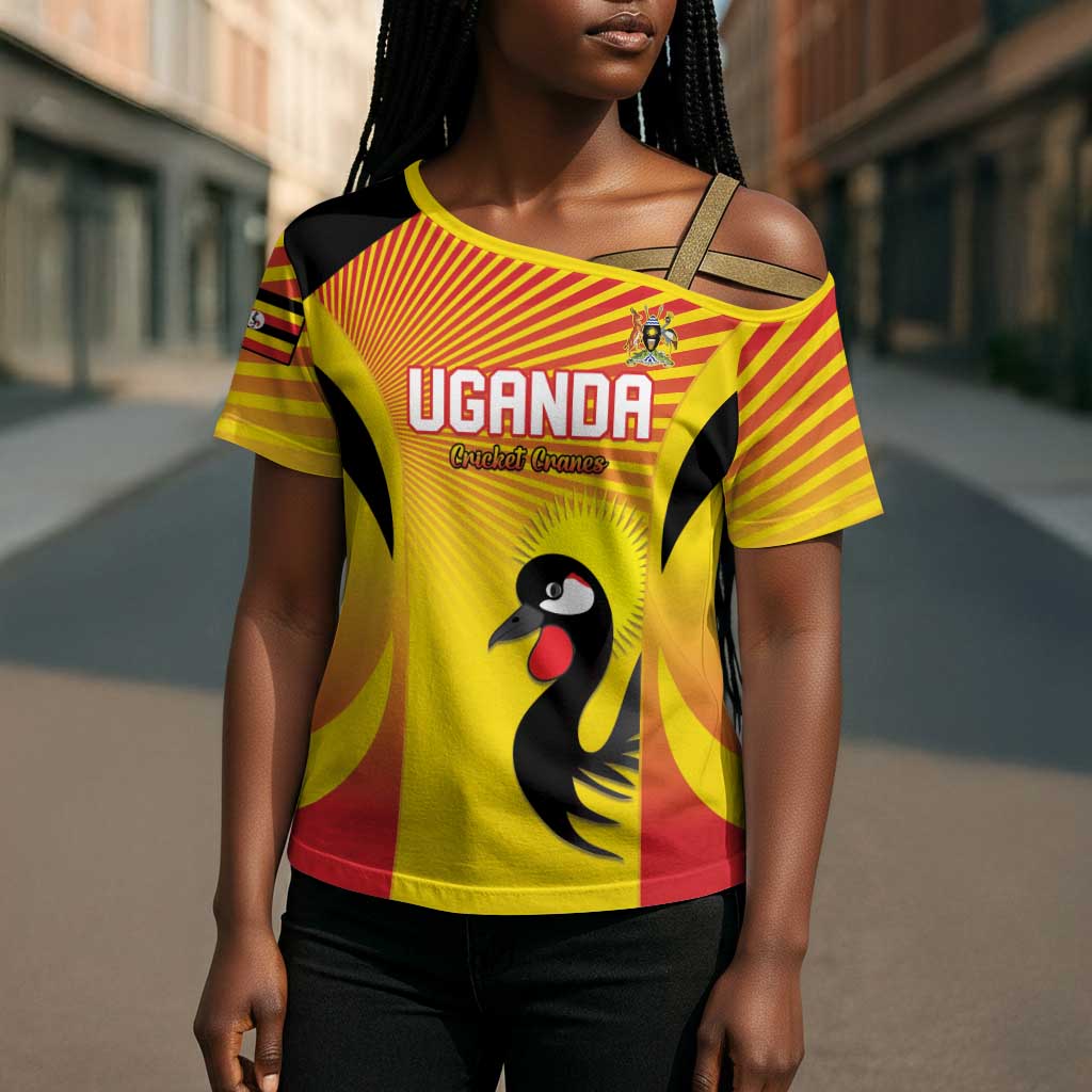 Custom Uganda Cricket Cross Shoulder Shirt Go Cricket Cranes Go