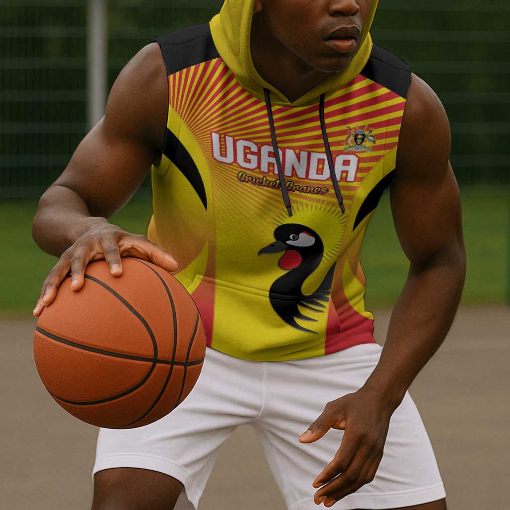 Custom Uganda Cricket Sleeveless Hoodie Go Champions - African Pride