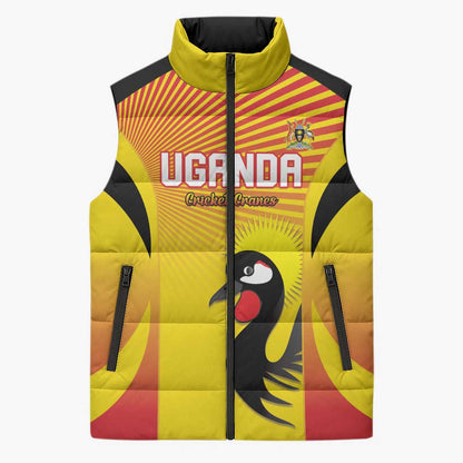 Custom Uganda Cricket Sleeveless Puffer Jacket Go Cricket Cranes Go