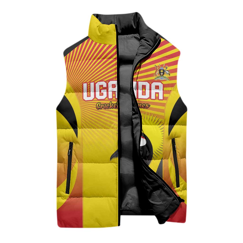 Custom Uganda Cricket Sleeveless Puffer Jacket Go Cricket Cranes Go