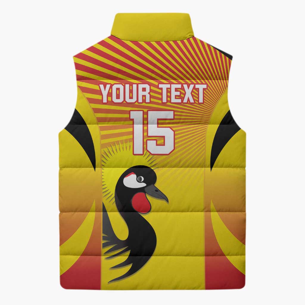 Custom Uganda Cricket Sleeveless Puffer Jacket Go Cricket Cranes Go