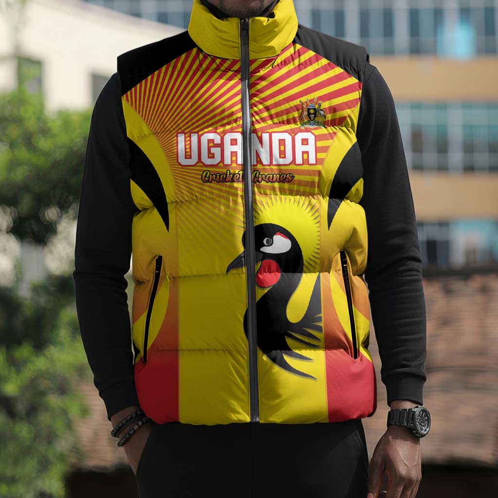 Custom Uganda Cricket Sleeveless Puffer Jacket Go Cricket Cranes Go