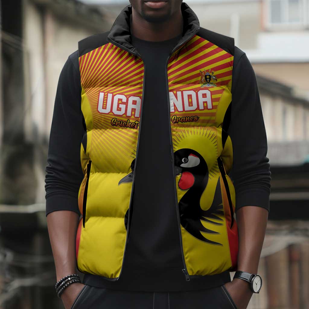 Custom Uganda Cricket Sleeveless Puffer Jacket Go Cricket Cranes Go