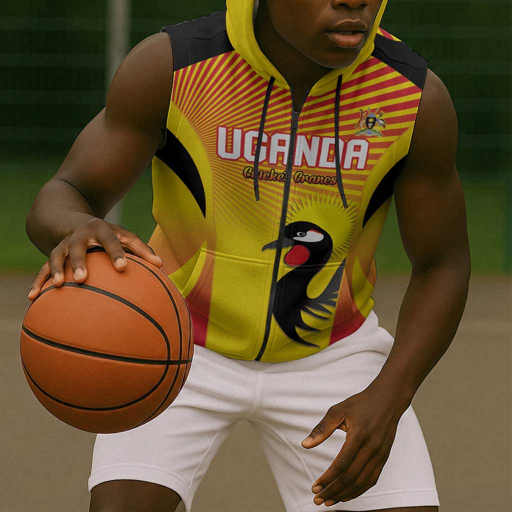 Custom Uganda Cricket Sleeveless Zip Hoodie Go Champions - African Pride