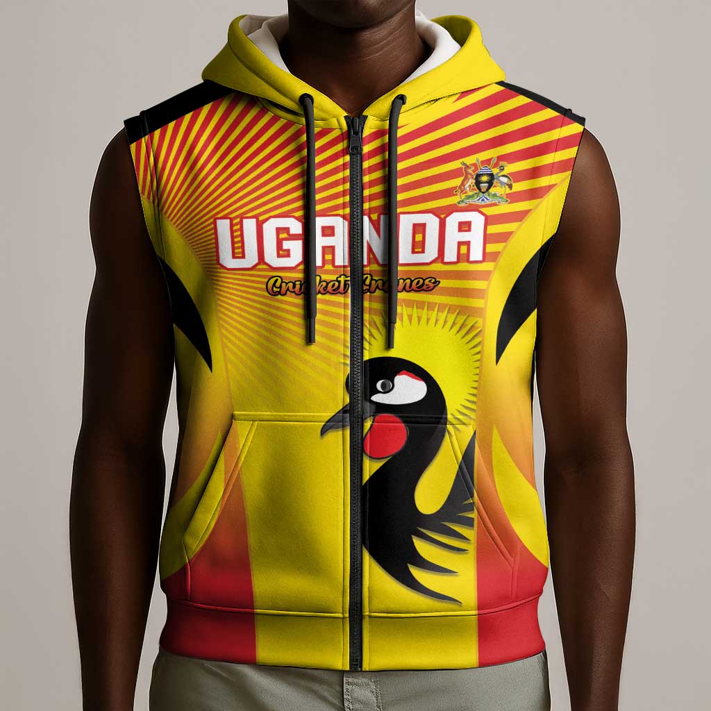 Custom Uganda Cricket Sleeveless Zip Hoodie Go Champions - African Pride