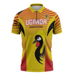 Custom Uganda Cricket Zipper Polo Shirt Go Cricket Cranes Go