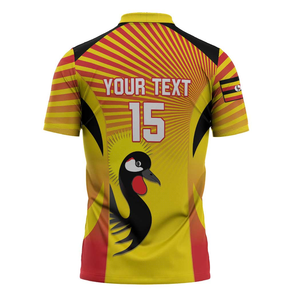Custom Uganda Cricket Zipper Polo Shirt Go Cricket Cranes Go