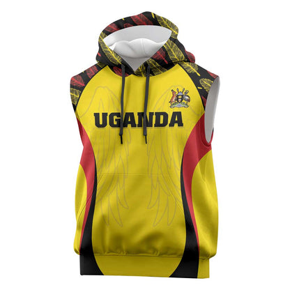 Custom Uganda Cricket Sleeveless Hoodie Come On Cricket Cranes - African Pride