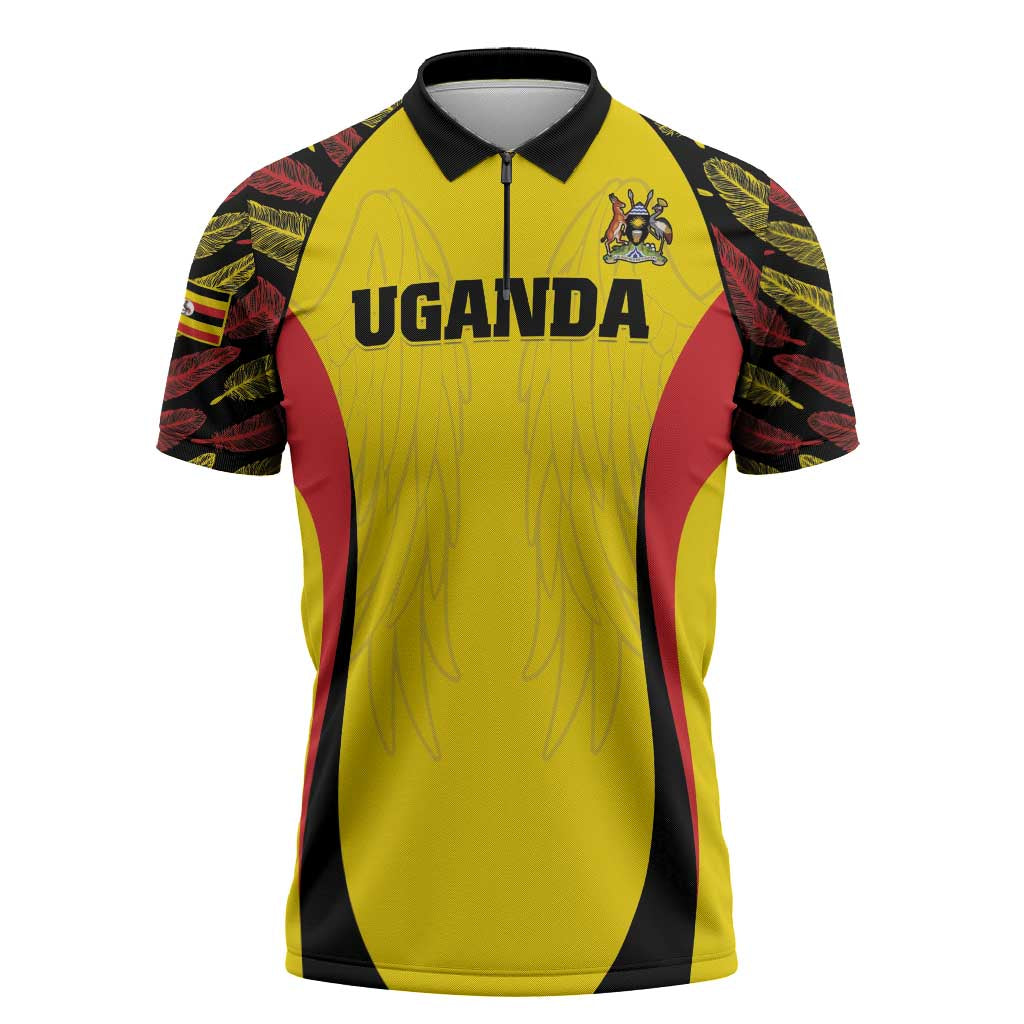 Custom Uganda Cricket Zipper Polo Shirt Go Cricket Cranes