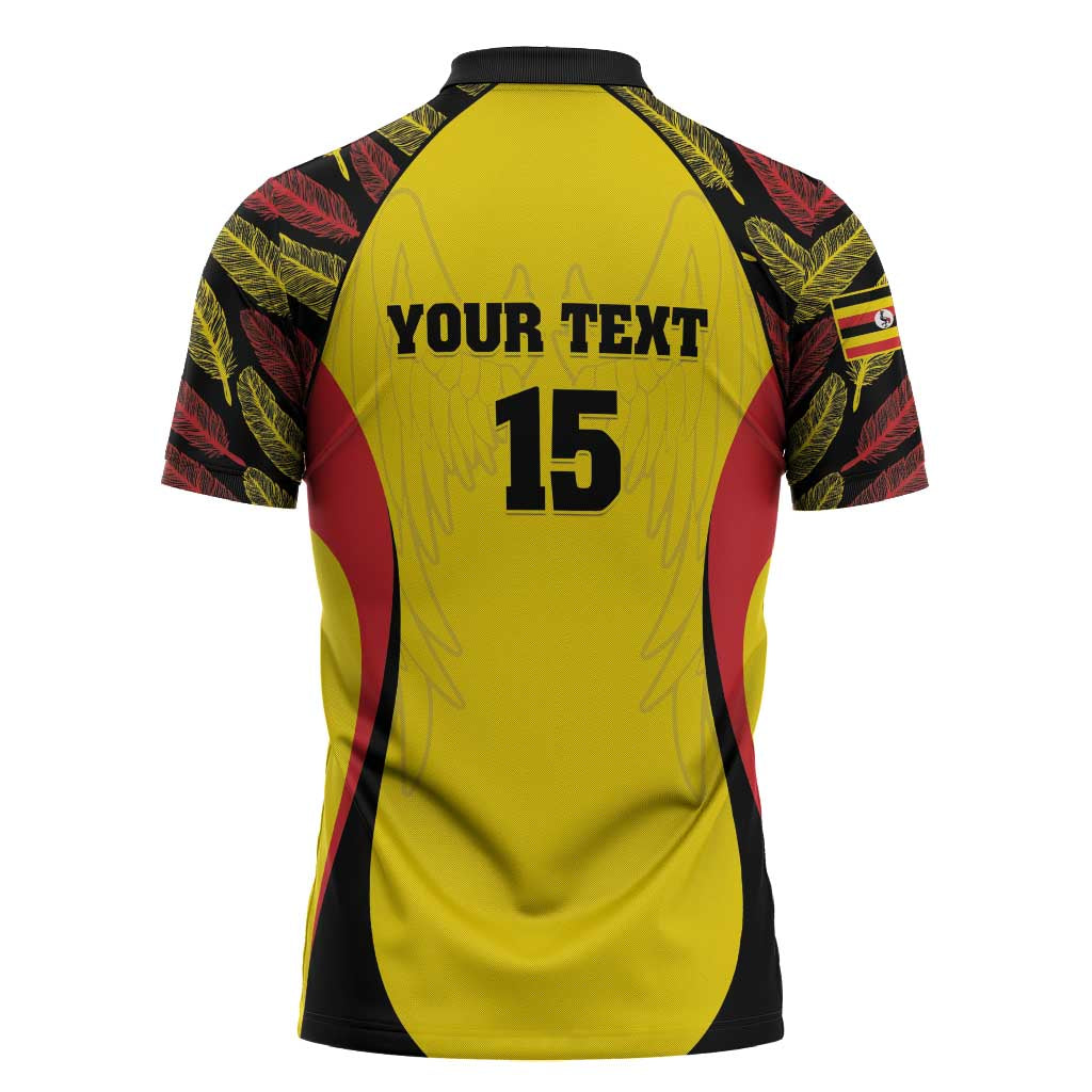 Custom Uganda Cricket Zipper Polo Shirt Go Cricket Cranes