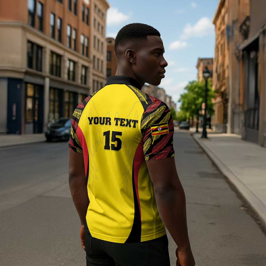 Custom Uganda Cricket Zipper Polo Shirt Go Cricket Cranes