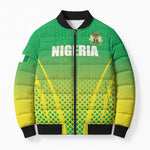 Custom Nigeria Cricket Bomber Puffer Jacket Come On Yellow Greens