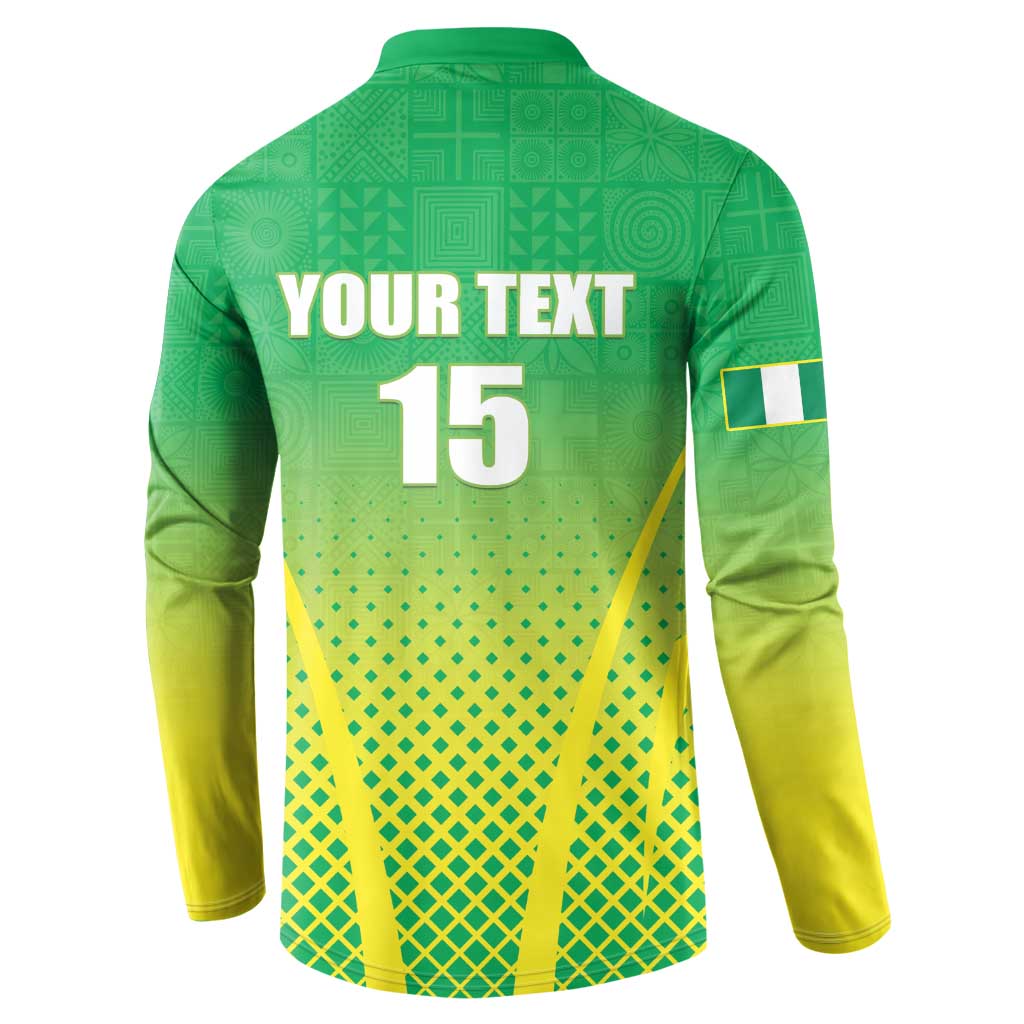 Custom Nigeria Cricket Button Sweatshirt Come On Yellow Greens