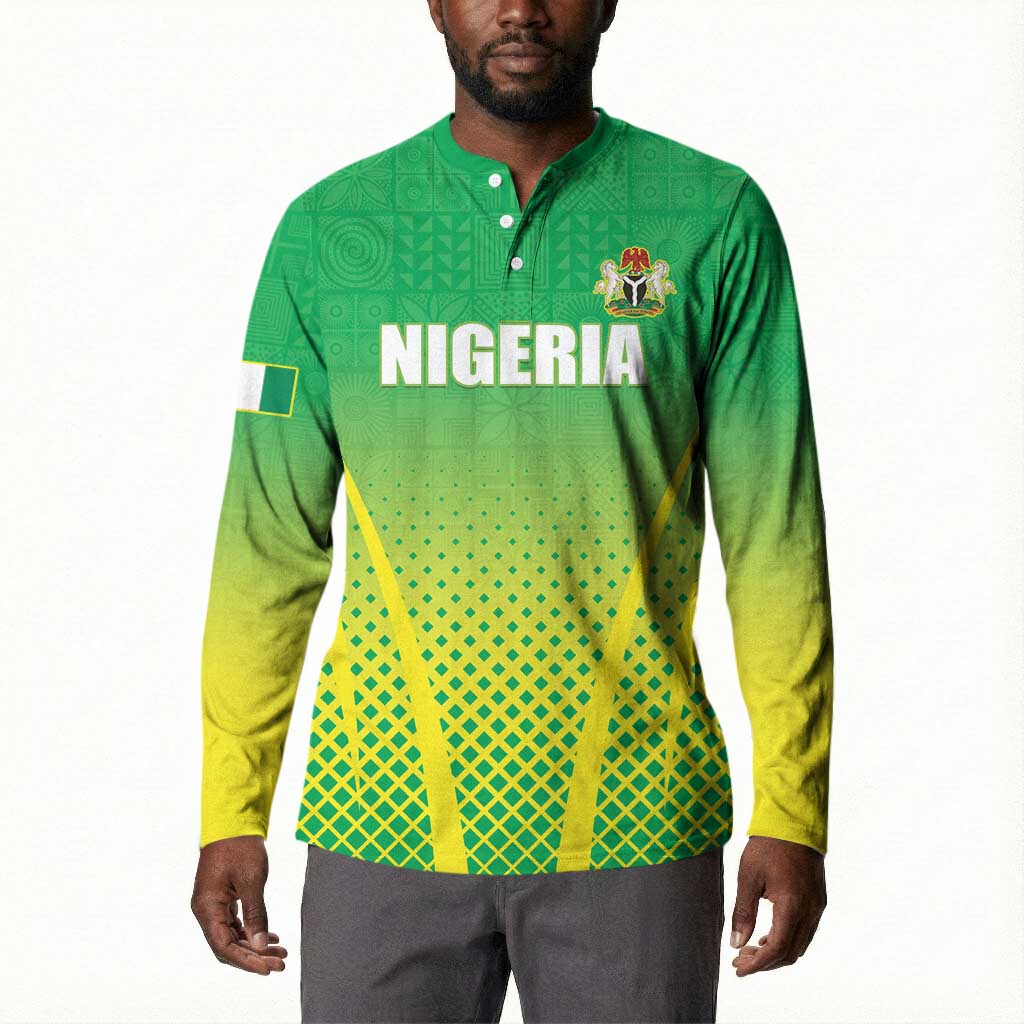 Custom Nigeria Cricket Button Sweatshirt Come On Yellow Greens