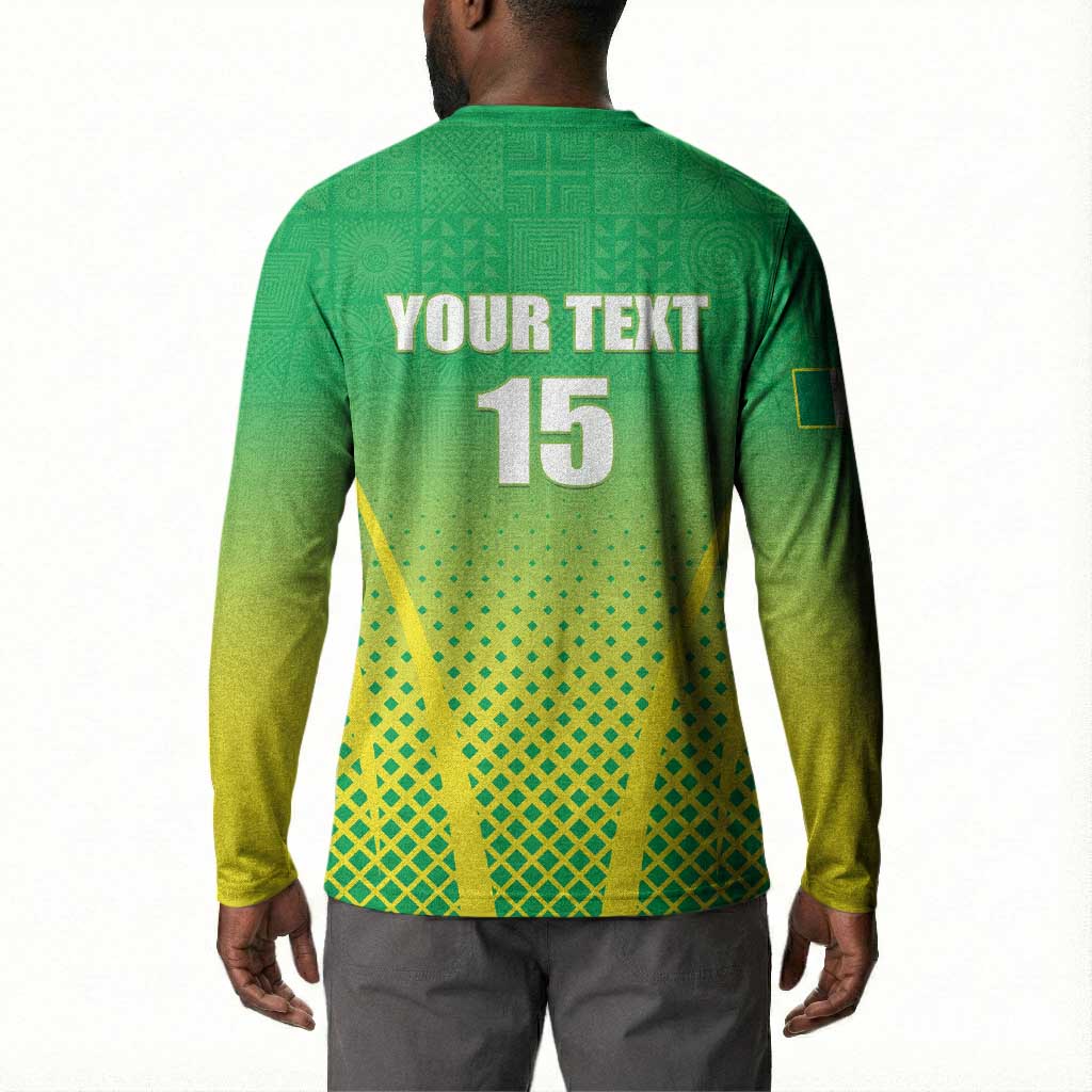 Custom Nigeria Cricket Button Sweatshirt Come On Yellow Greens