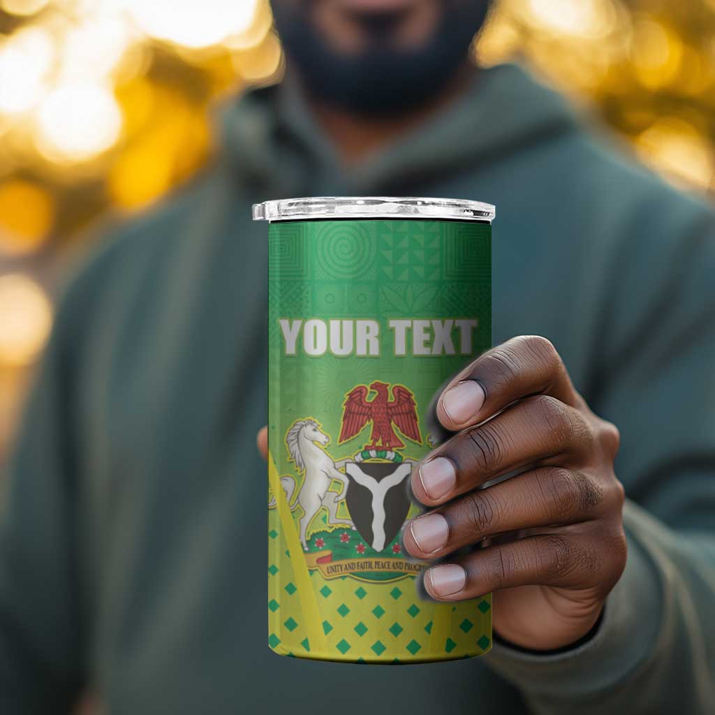 Custom Nigeria Cricket 4 in 1 Can Cooler Tumbler Go Yellow Greens - African Pride