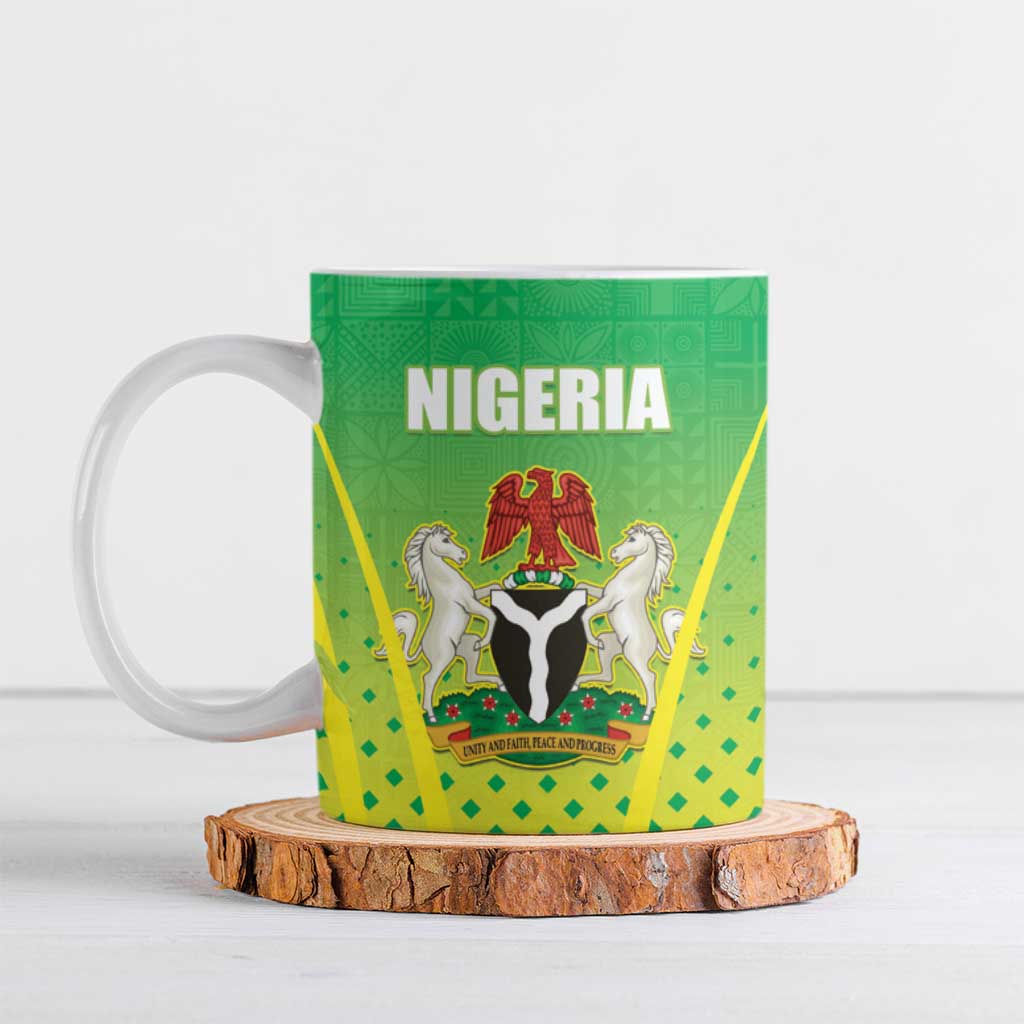 Custom Nigeria Cricket Ceramic Mug Come On Yellow Greens