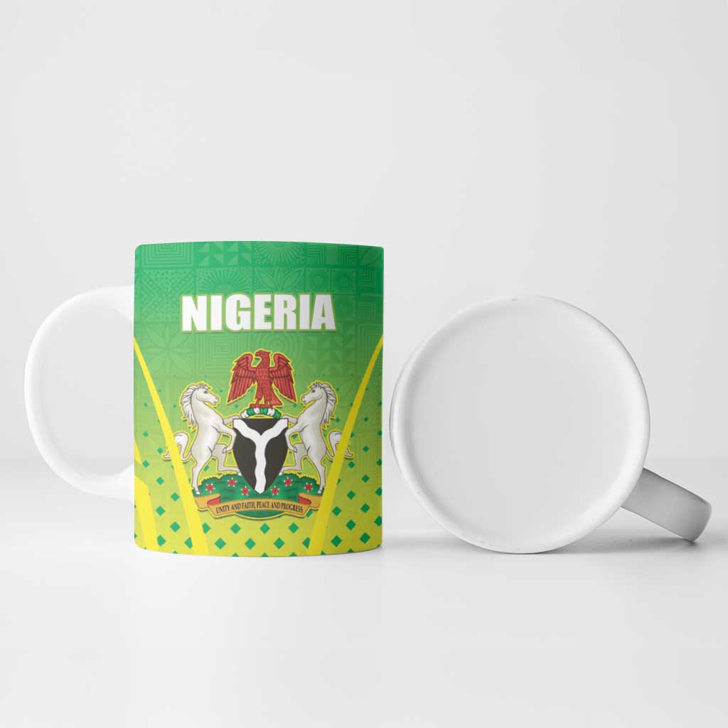 Custom Nigeria Cricket Ceramic Mug Come On Yellow Greens