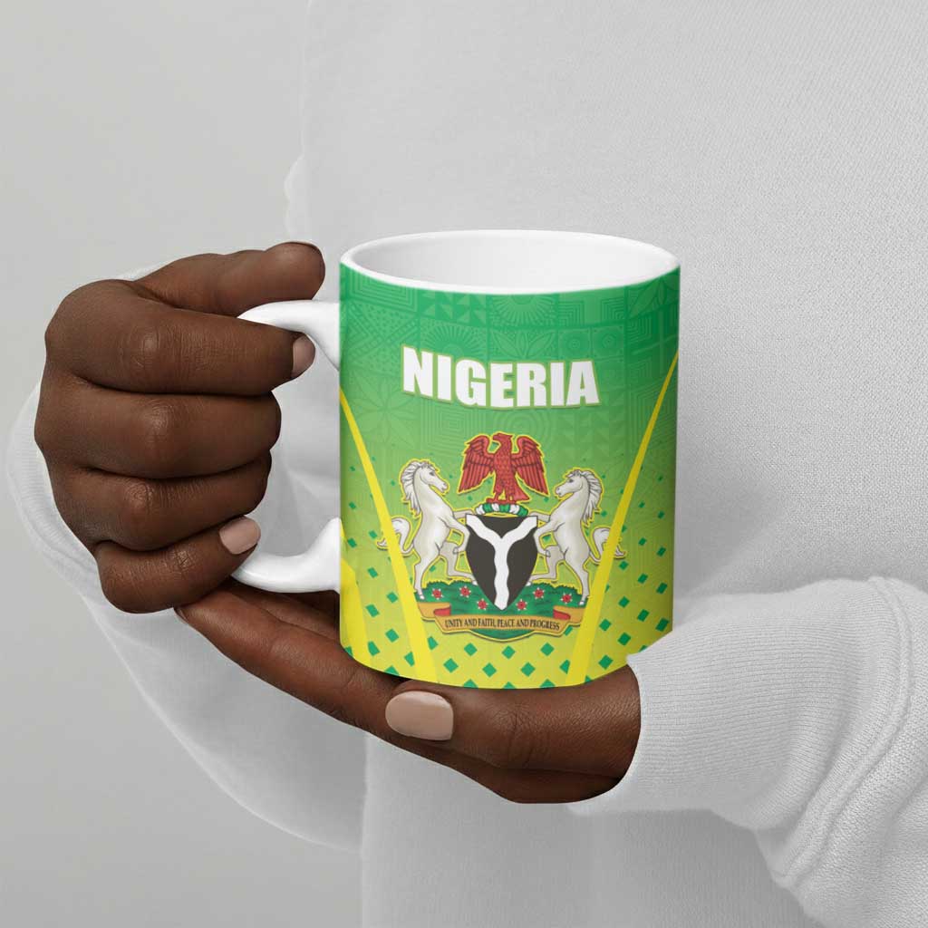 Custom Nigeria Cricket Ceramic Mug Come On Yellow Greens