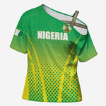 Custom Nigeria Cricket Cross Shoulder Shirt Come On Yellow Greens