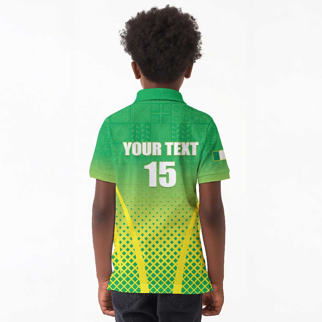 Custom Nigeria Cricket Kid Polo Shirt Go Yellow Greens - African Pride