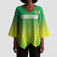 Custom Nigeria Cricket Kimono Sleeve Blouse Come On Yellow Greens