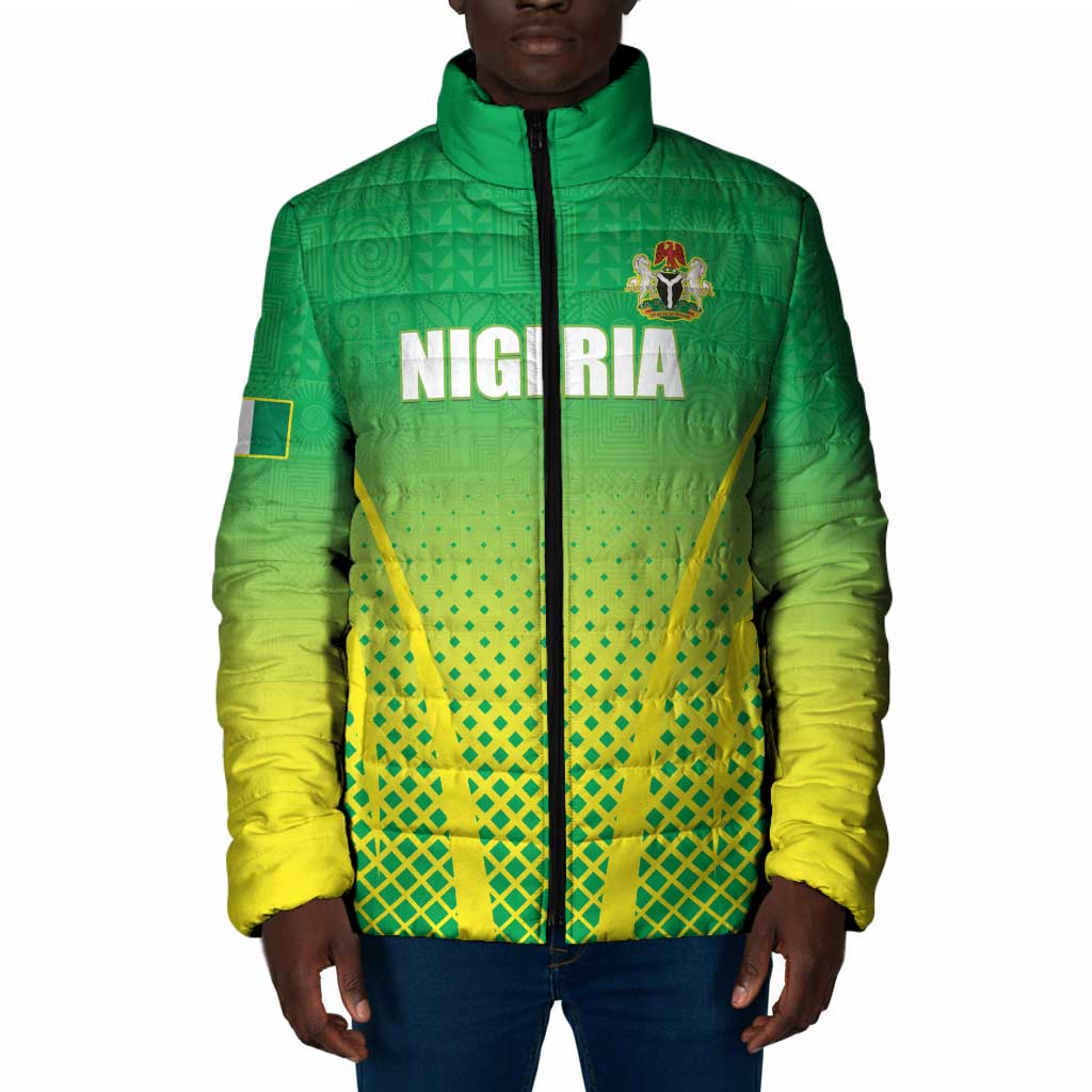 Custom Nigeria Cricket Padded Jacket Come On Yellow Greens