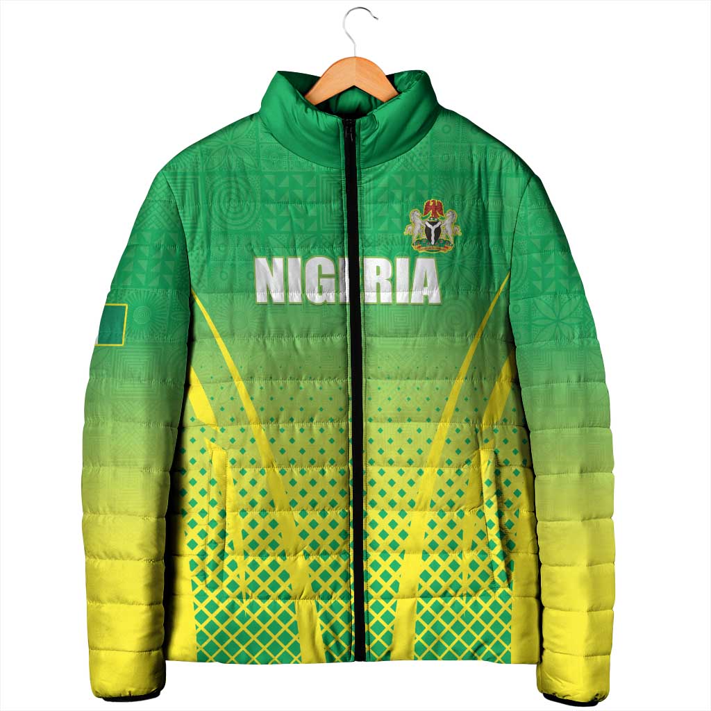 Custom Nigeria Cricket Padded Jacket Come On Yellow Greens