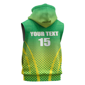 Custom Nigeria Cricket Sleeveless Hoodie Go Yellow Greens - African Pride