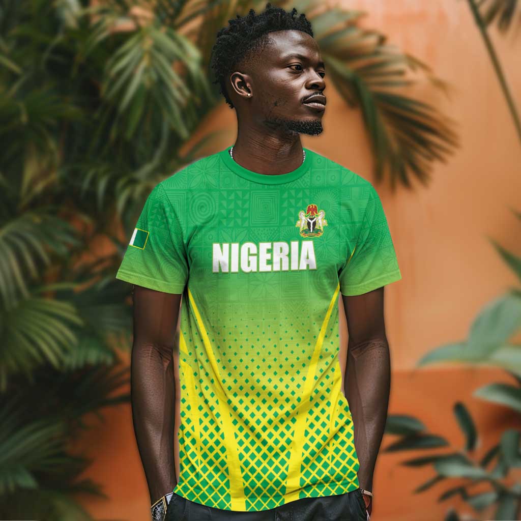 Custom Nigeria Cricket T shirt Go Yellow Greens - African Pride