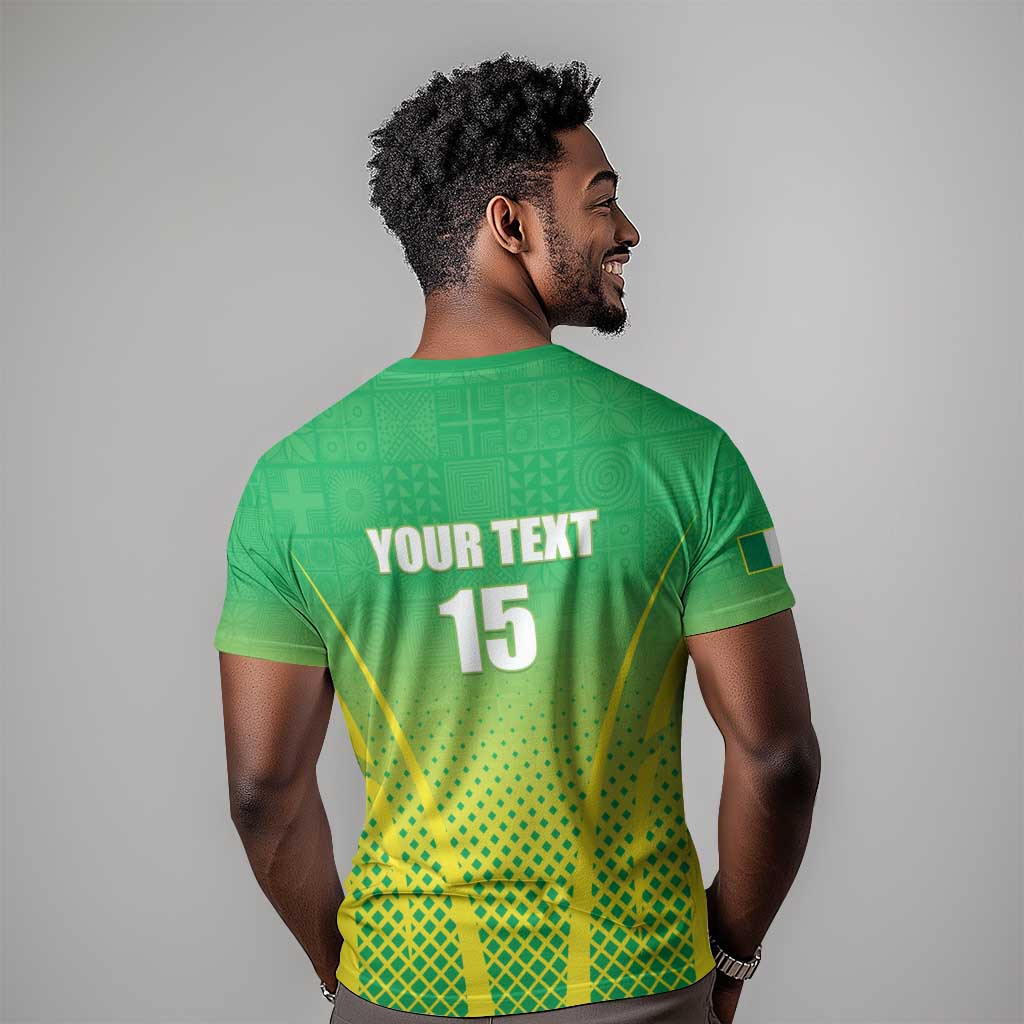 Custom Nigeria Cricket T shirt Go Yellow Greens - African Pride