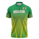 Custom Nigeria Cricket Zipper Polo Shirt Come On Yellow Greens