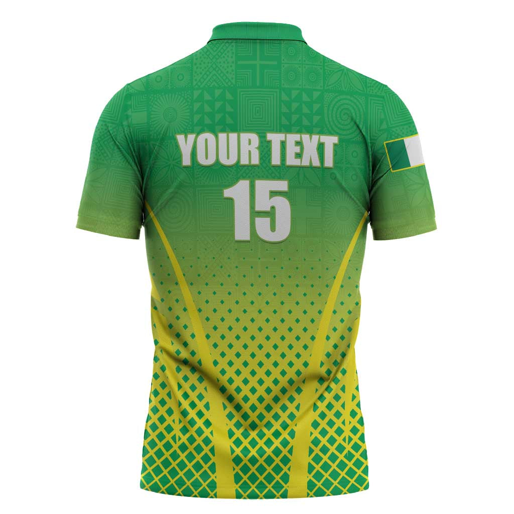 Custom Nigeria Cricket Zipper Polo Shirt Come On Yellow Greens